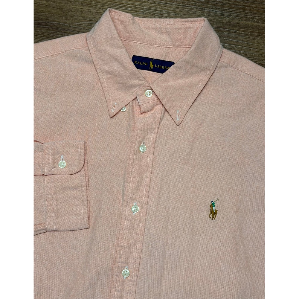 Polo Ralph Lauren Mens Orange Oxford Button Down Shirt Long Sleeve Sz XL